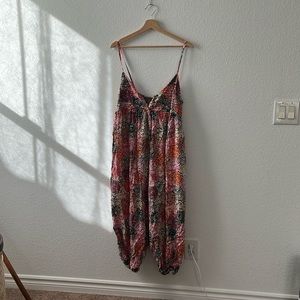 Anthropologie Floral Faux Quilted Harem Jumpsuit